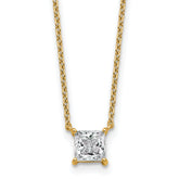 14k 3/4 carat Lab Grown Diamond VS+ F+ Princess Complete Bezel Set Chain Slide Pendant